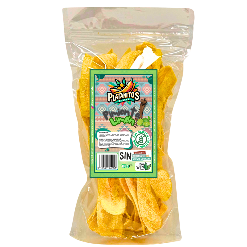 Platanitos Pimienta y Limón | FusionSnack – Chips con limón natural y pimienta negra